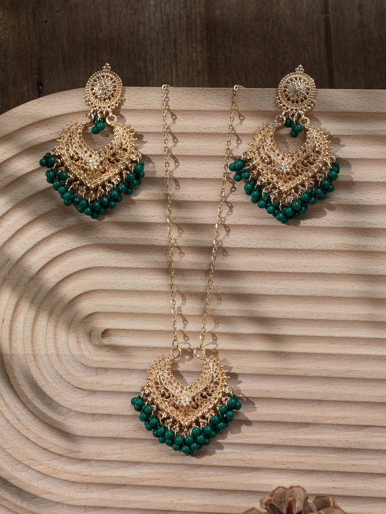 Bohemian Retro Earrings and Necklace Set with Bells
