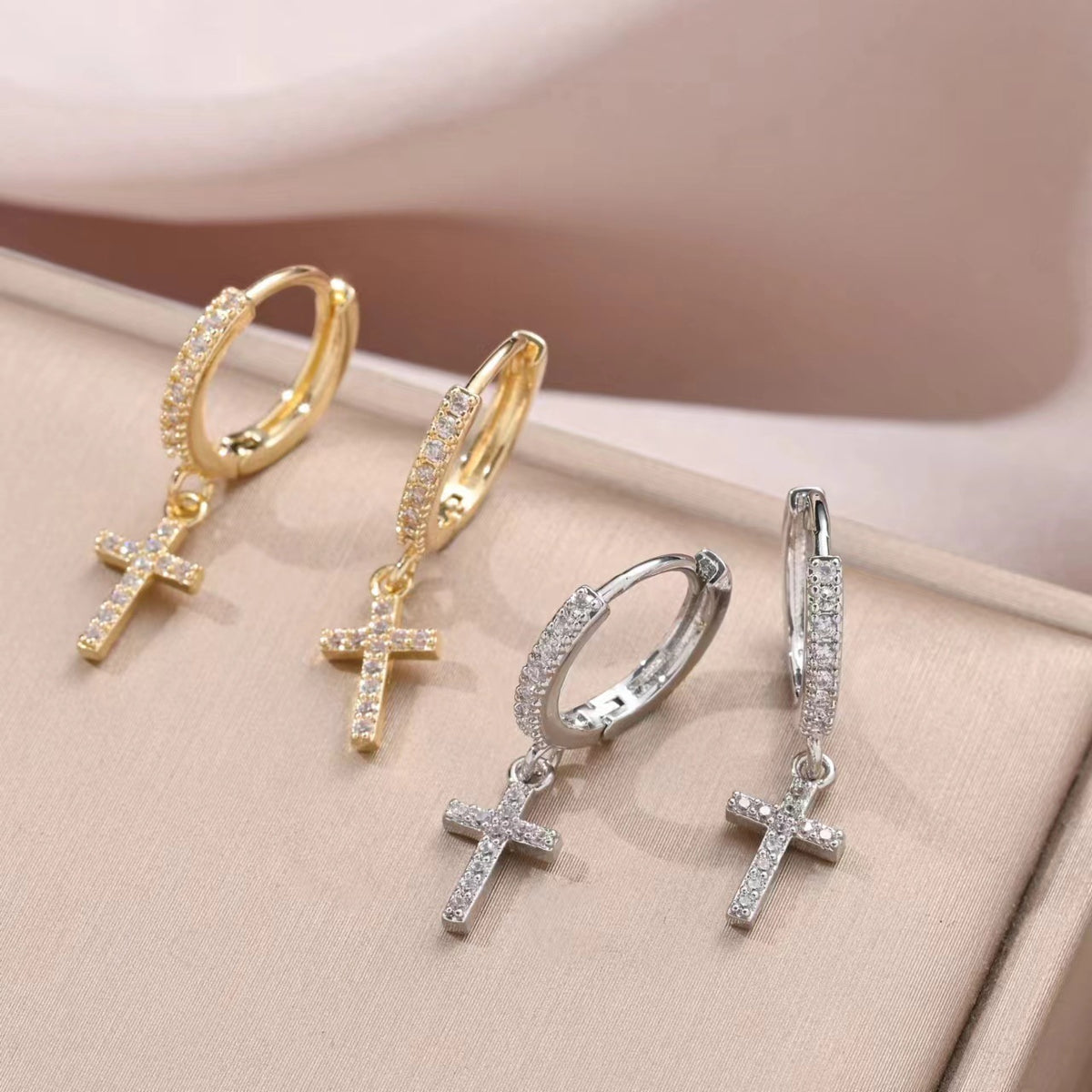 Regal Rediance Divine Cross Earrings