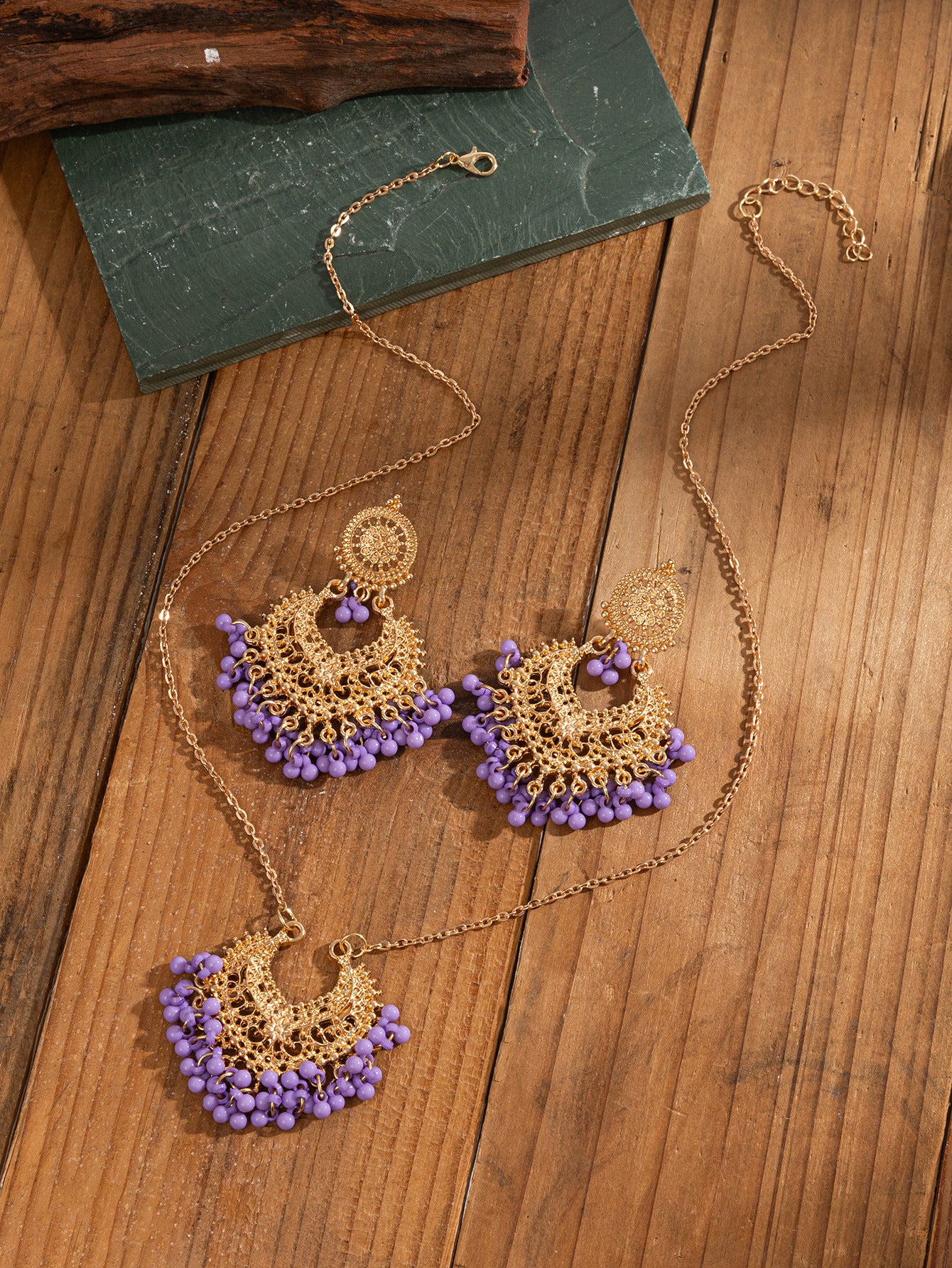Bohemian Retro Earrings and Necklace Set with Bells