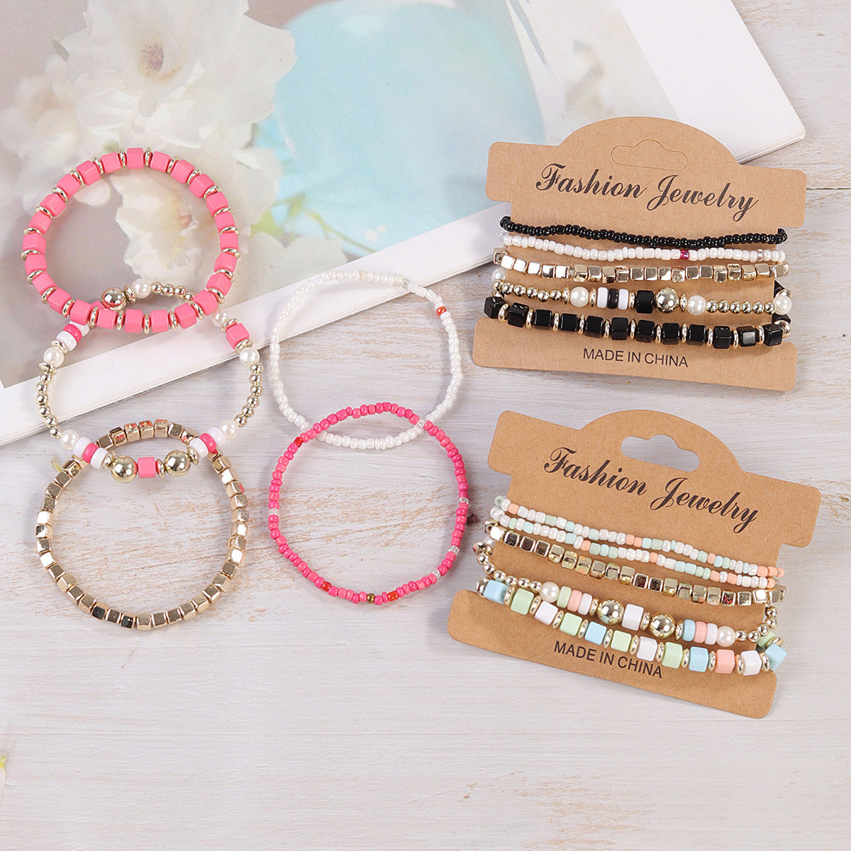 Geometric Rice Pearl Jewelry Set