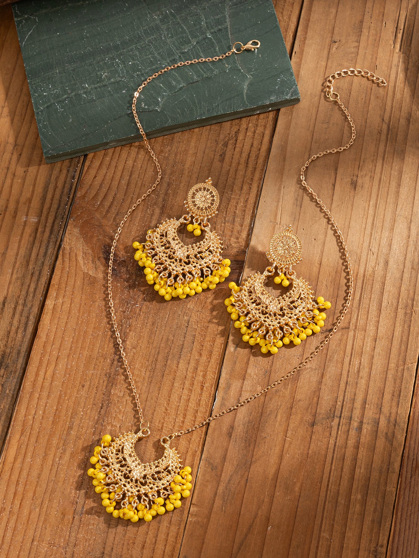 Bohemian Retro Earrings and Necklace Set with Bells