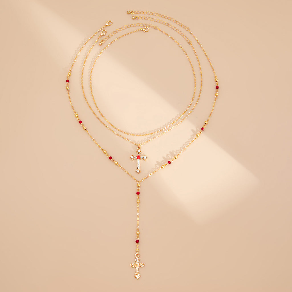 Regal Rediance Rhinestone Cross Necklace