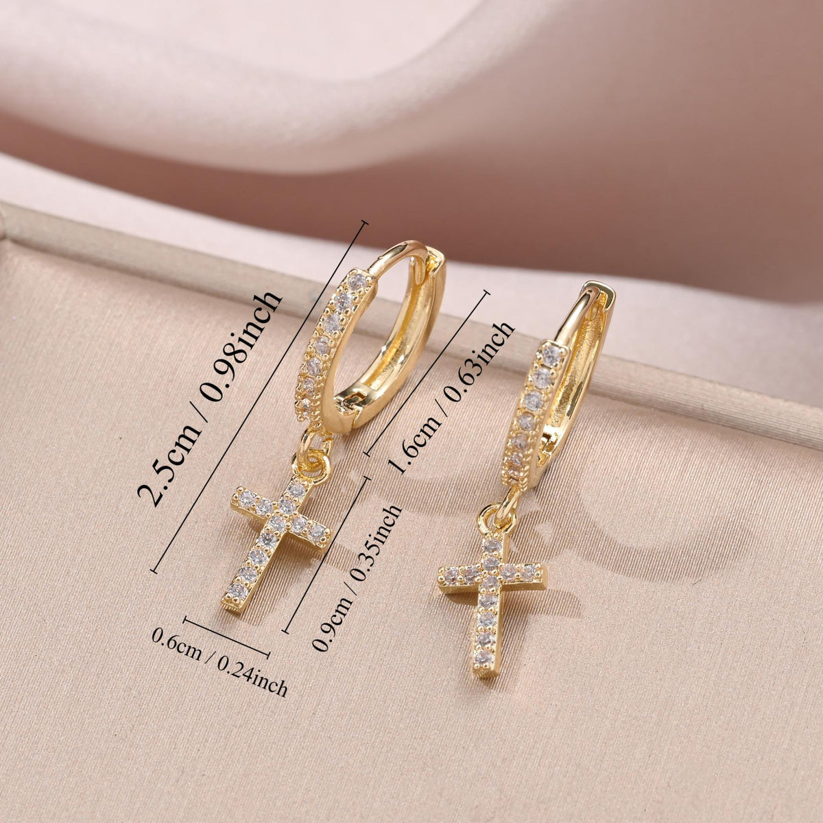 Regal Rediance Divine Cross Earrings