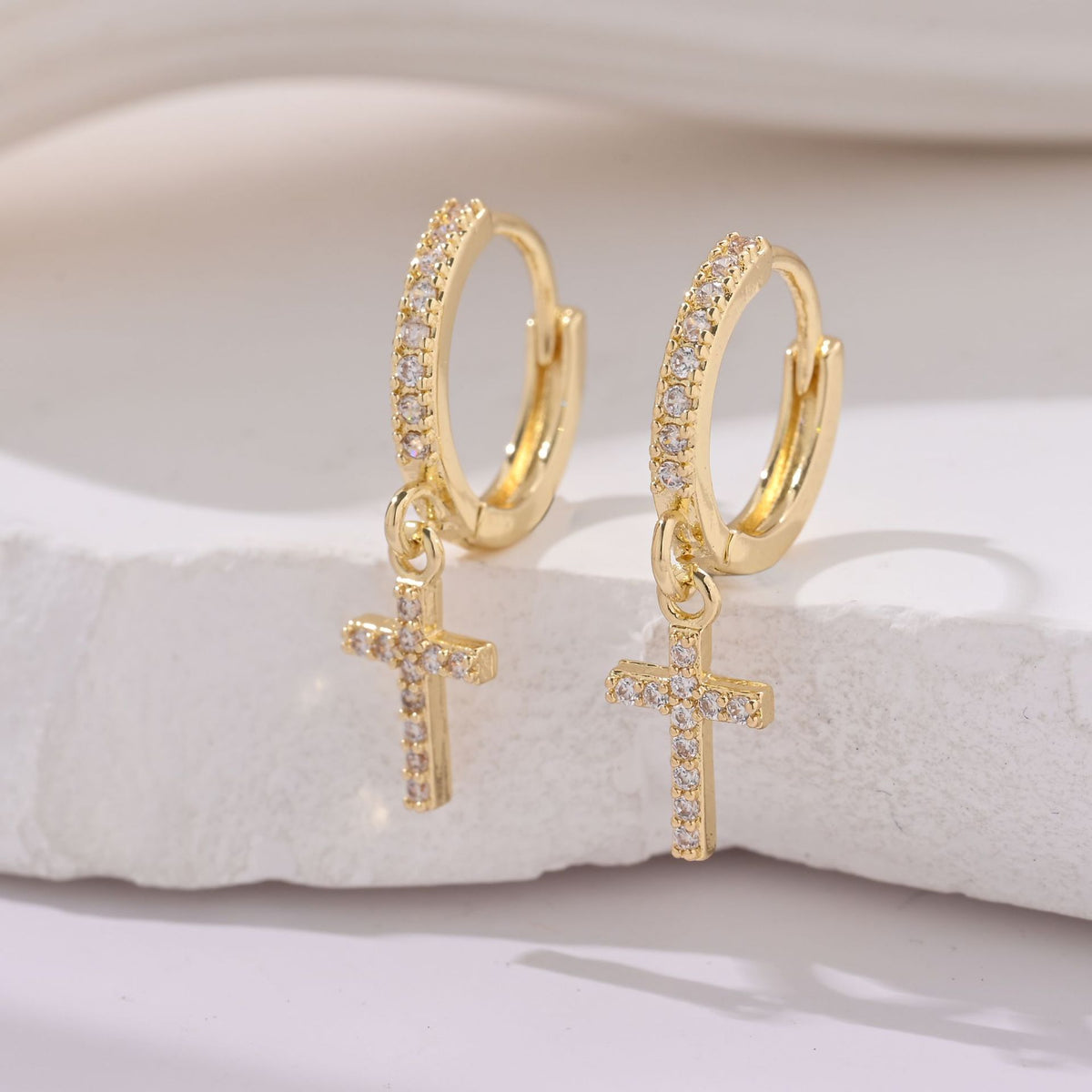 Regal Rediance Divine Cross Earrings