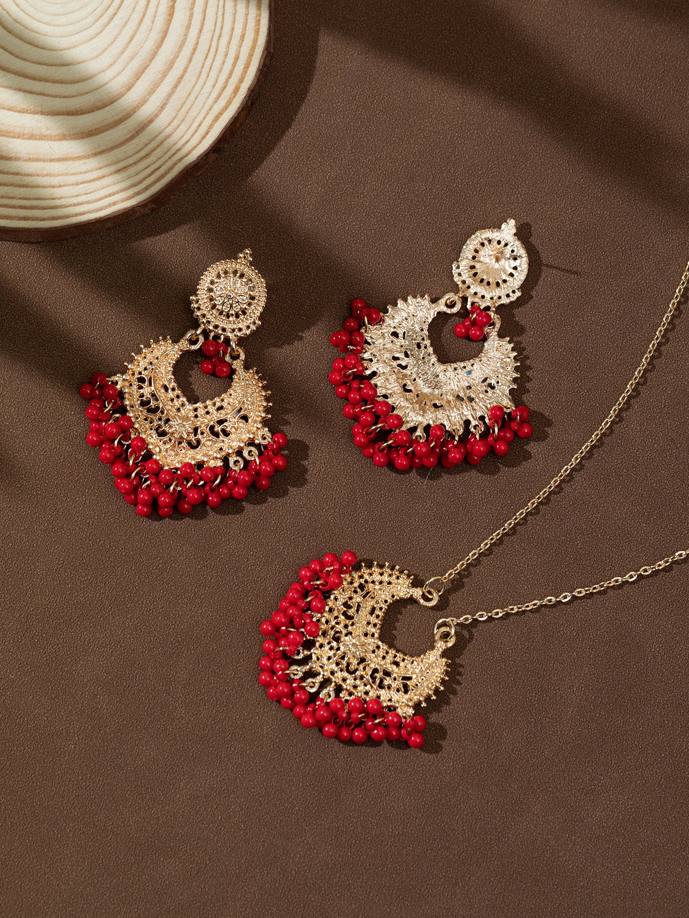 Bohemian Retro Earrings and Necklace Set with Bells