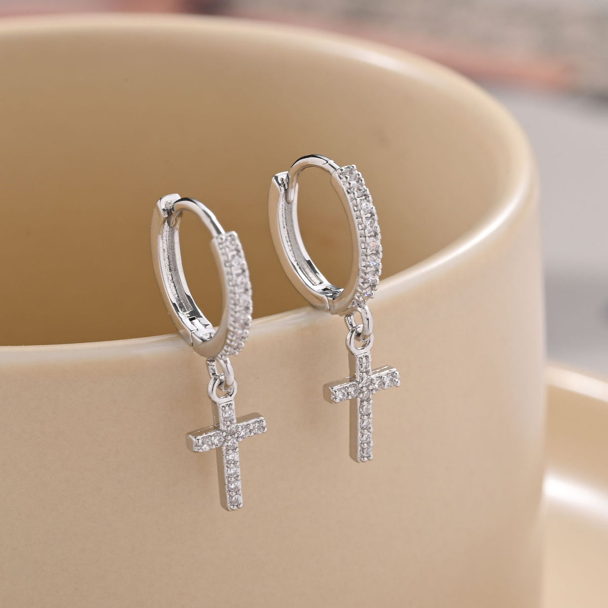 Regal Rediance Divine Cross Earrings