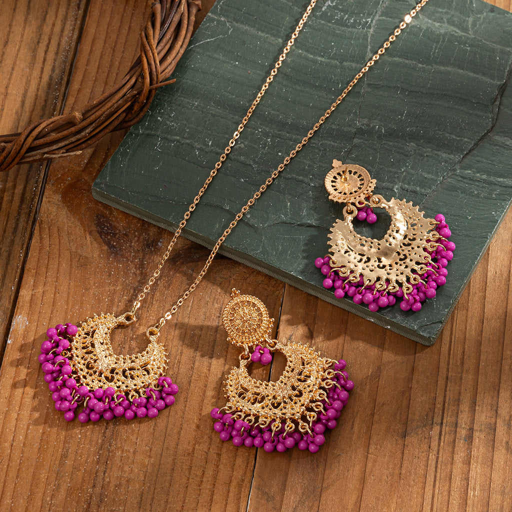 Bohemian Retro Earrings and Necklace Set with Bells