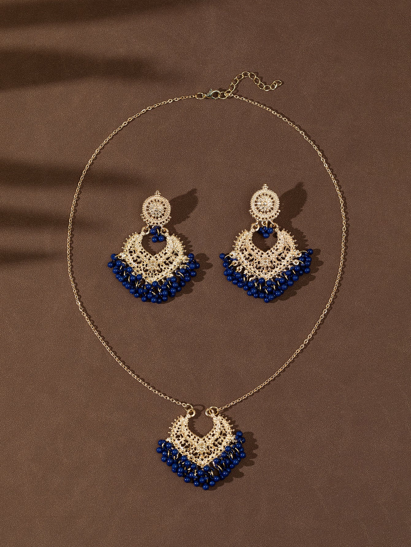 Bohemian Retro Earrings and Necklace Set with Bells