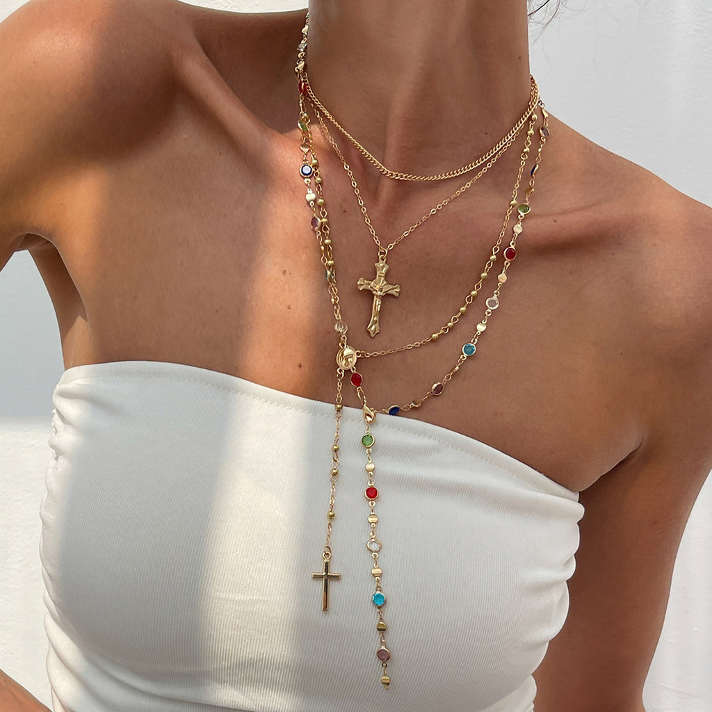 Regal Rediance Rhinestone Cross Necklace